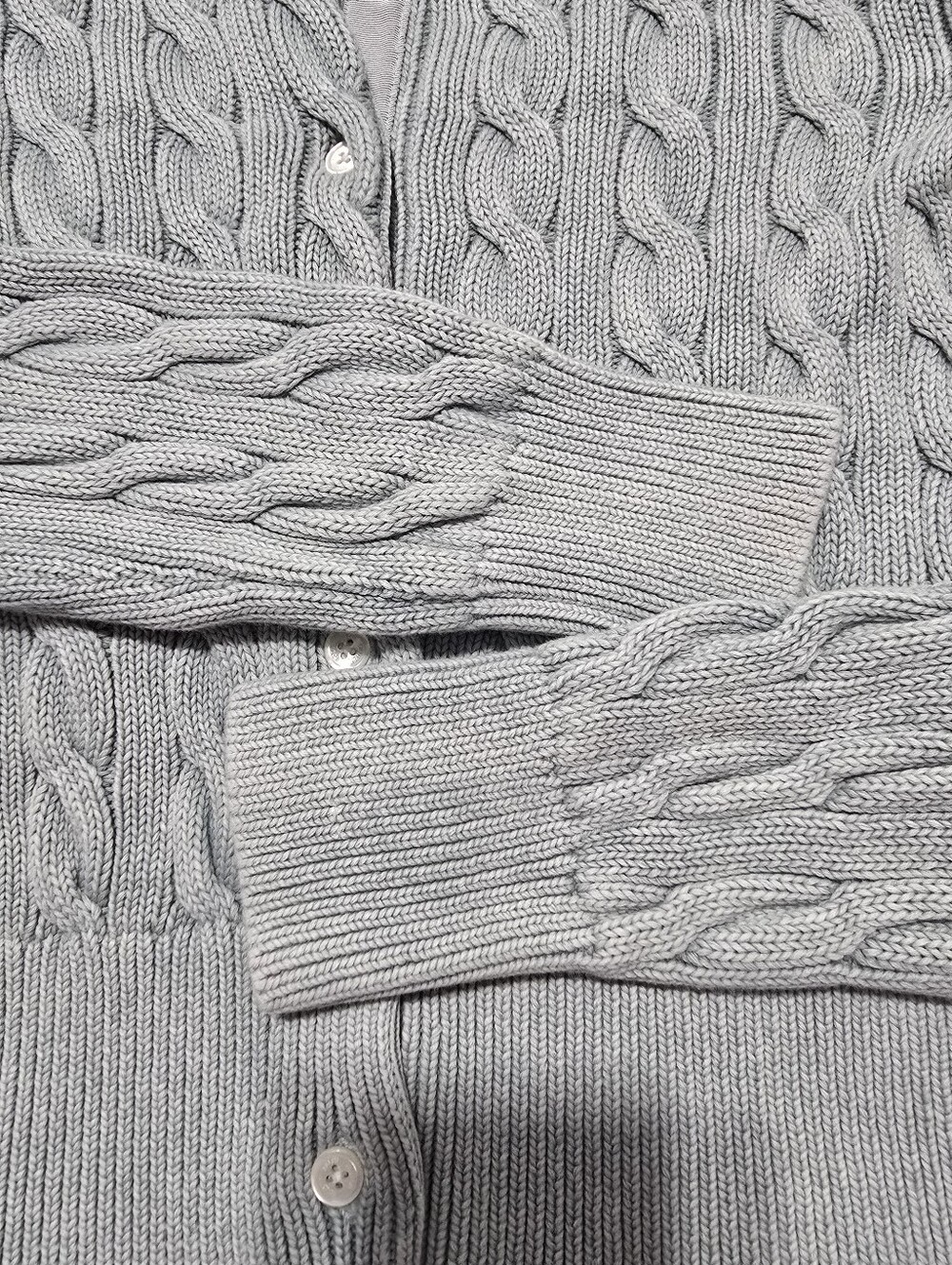 Polo Ralph Lauren Cable-Knit Cotton Crewneck Cardigan M - Picture 8 of 14